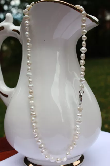 50 cm BR1 Echt Süßwasser Zucht Perle Schmuck Perlenkette Halskette Kette Collier