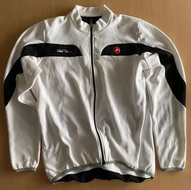 Castelli Giubbino CICLISMO AUTUNNO PRIMAVERA BIANCO NERO FELPATO TAGLIA XL 2