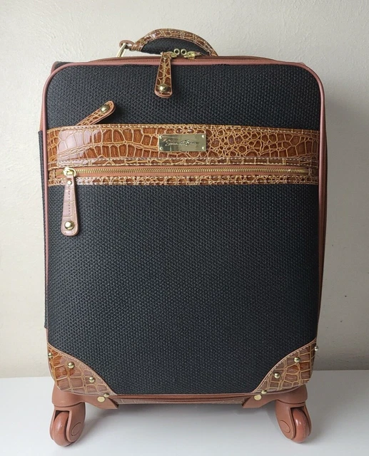 Samantha Brown and Black Faux Croco Embossed 22" Spinner Wheeled Upright Luggage