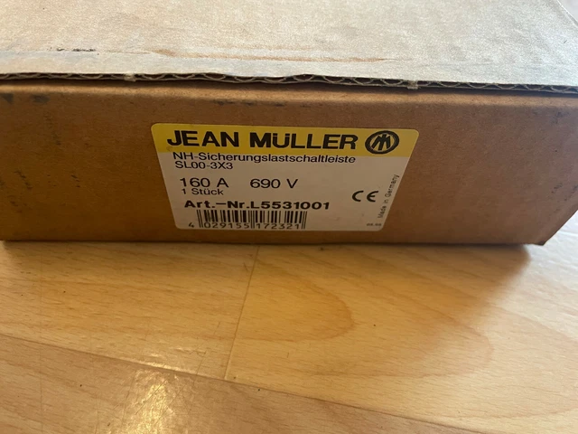 Jean Müller / Type: SL00-3X3 Nr: L5531001/160A,690V / Neuf / Emballage D'Origine