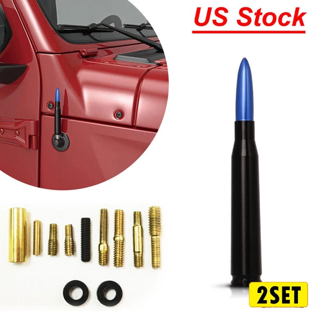 2X Bullet Antenna Mast Power For Motorcycles Cars Street Rods Classics Boat Camp