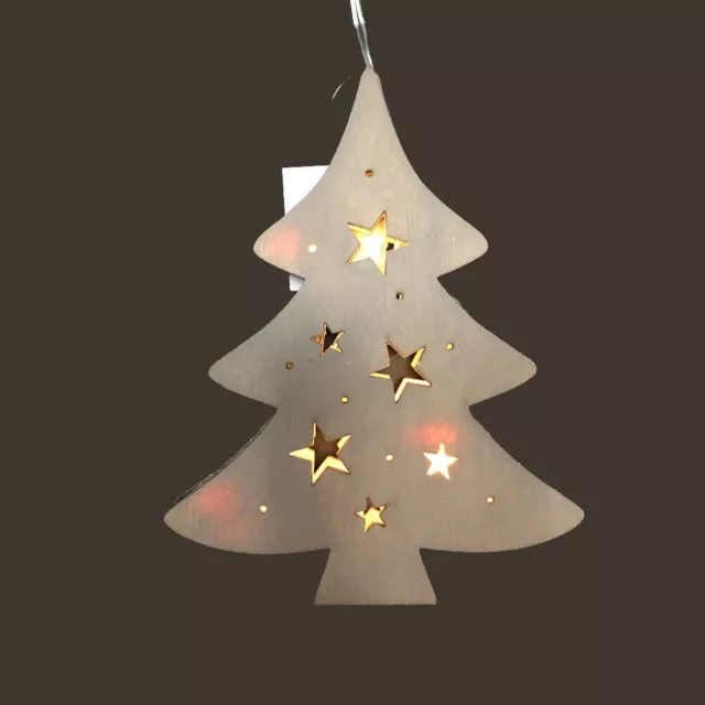 LED FENSTERSILHOUETTE TANNENBAUM aus Holz Fensterbild Weihnachten