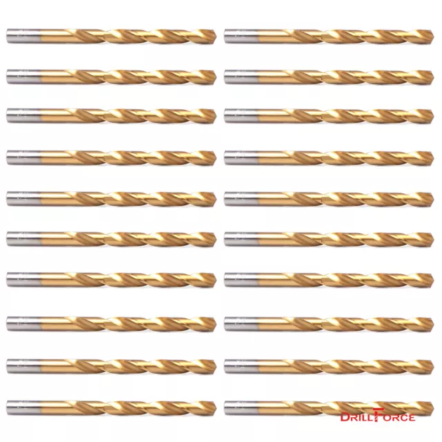 20PCS 1/4" Drill Bit Set HSS Titanium Jobber Length Twist Metal Drill Bits Tools