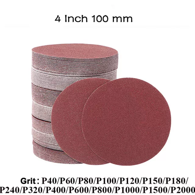 4 Inch 100mm Sanding Discs Hook &Loop Orbital Sander Pad 40-2000 Grit SandPaper