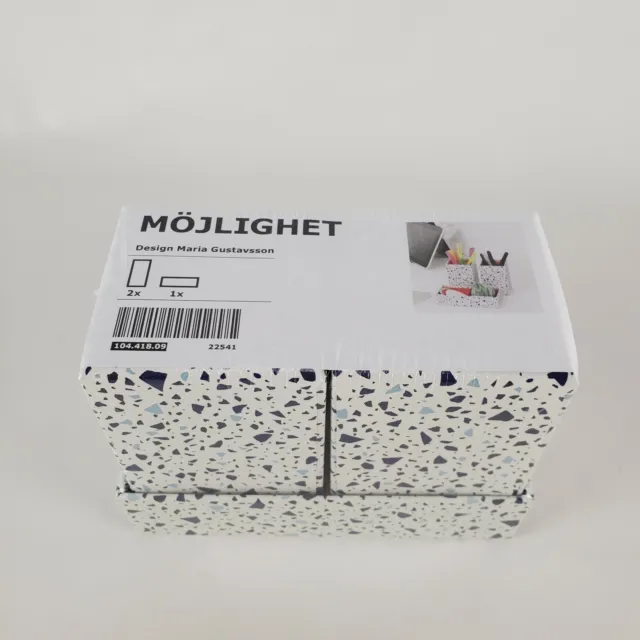 IKEA Mojlighet Box Set of 3 Mosaic Patterned Red Interior New 104.418.09