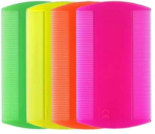 NEON Headlice Double Sided Nit Comb Head Lice Detection Nits Kids Pet Flea x 4