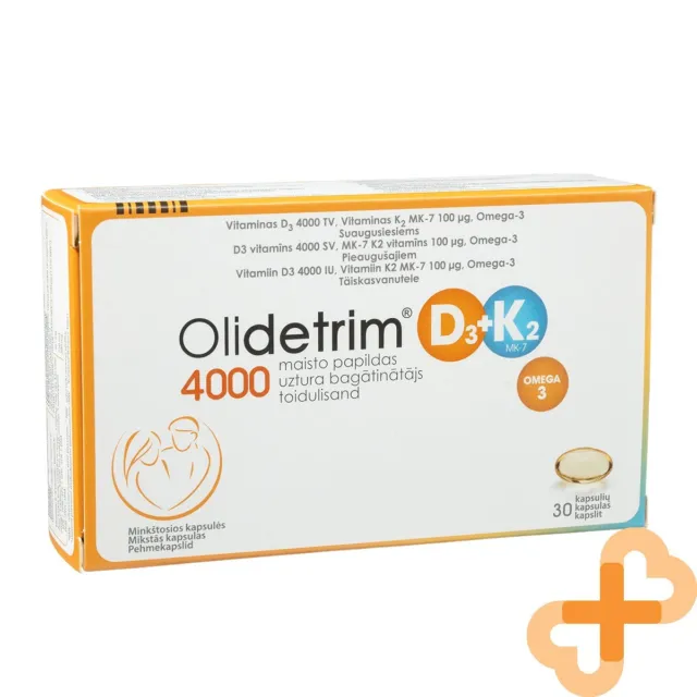 Olidetrim Vitamina D3 4000 Iu + K2 Omega-3 Huesos Cerebro Suplemento 30 Cápsulas