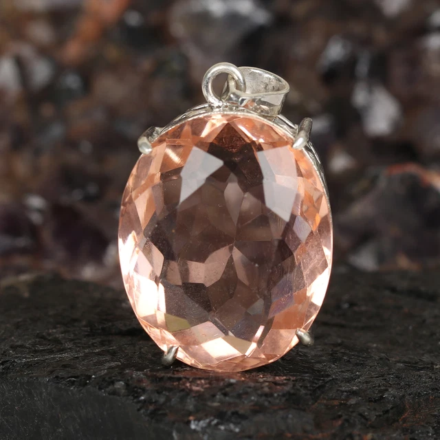 collier pour femme en argent | ovale en quartz rose
