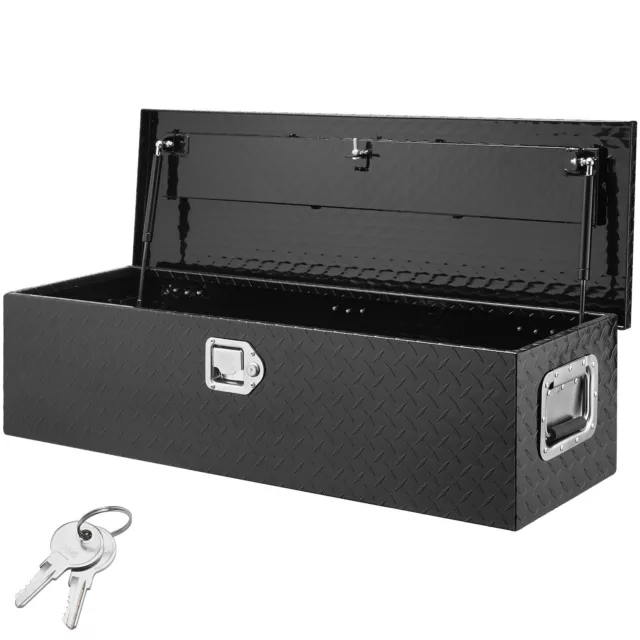 Vevor 39"X13"X10" Black Aluminum Pickup Truck Trunk Bed Tool Box Trailer Storage