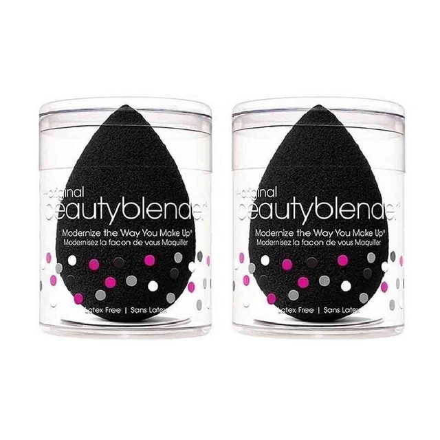 2 PIEZAS Aplicador de Esponja de Mezcla de Belleza Base Libre de Látex Soplado Negro