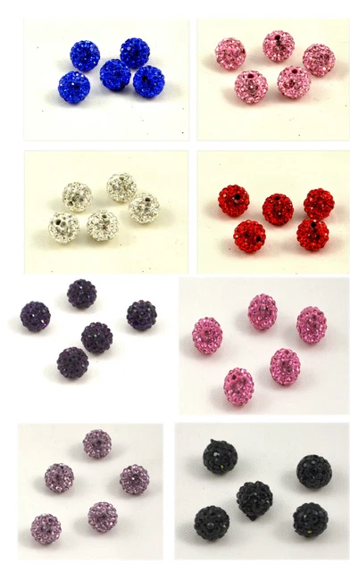 5  CLAY BASED SHAMBALLA 10mm DISCO BALL BEADS PAVED WITH RHINESTONE CRYSTALS