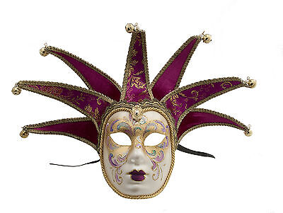 Mask from Venice Volto Jolly Pink Fushia Golden 7 Spikes for Prom Mask 1421 VG2