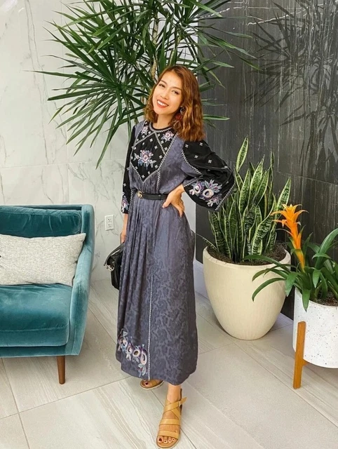 ZARA BNWT MID Grey Boho Midi Floral Embroidered Dress Size Large Ref:  5107/254 31.89 - PicClick UK