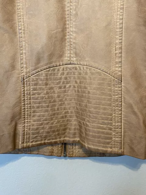 VALERIE STEVENS TAN Faux Leather Full Zip Jacket Women's Size Lg $20.00 ...