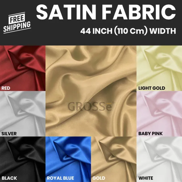 Silky Satin Dress Craft Fabric Plain Luxury Wedding Material 44" / 110cm Width