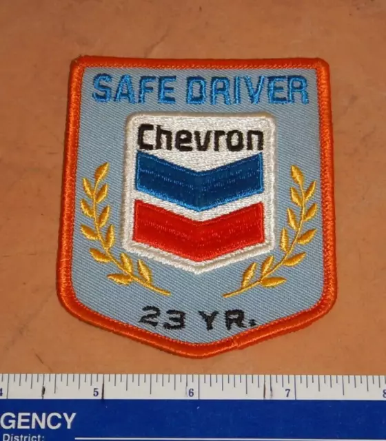 Vintage, Original Chevron Safe Driver 23 Years; Gas & Oil Patch, 3 " X 3 6/8"