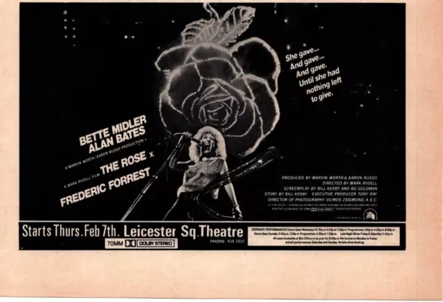 (F&F22) Movie Advert 5X8" "The Rose" Bette Midler & Alan Bates