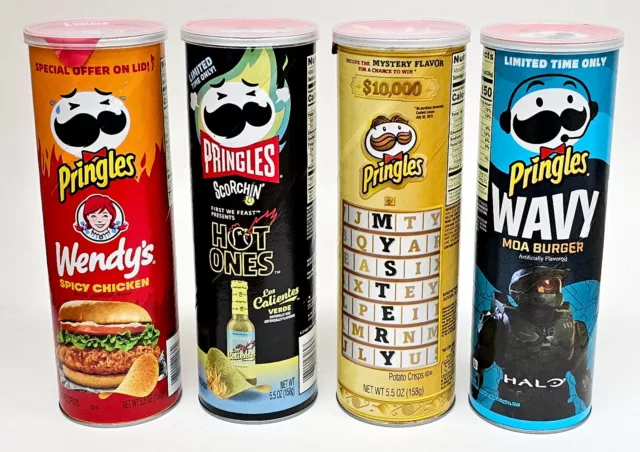 PRINGLES DISCONTINUED WENDY'S Spicy Chicken Hot Ones Mystery Halo Moa ...