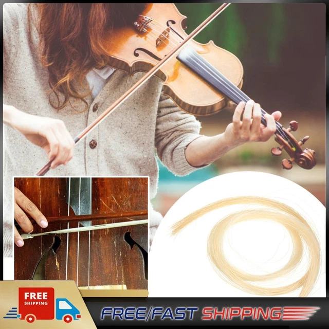 2 Hank Universal Yellow+White Stallion Horse Hair for Violin Bow Instrument Part