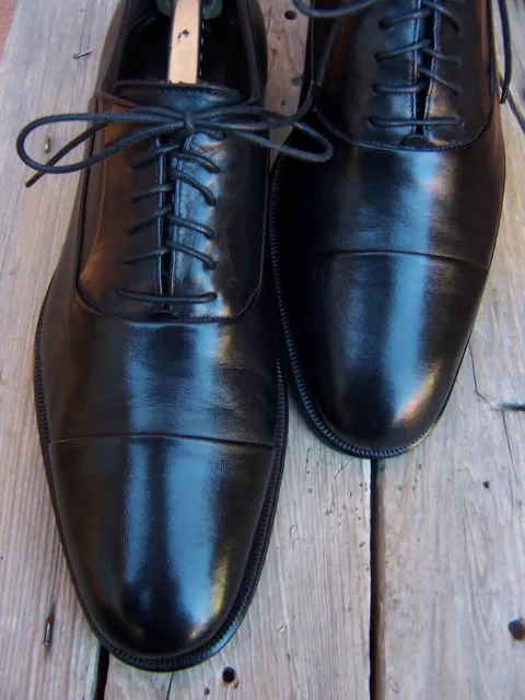 BRUNO MAGLI Mens Dress Shoes Black Leather Cap Toe Italian Oxfords Sz Size 8.5M 2