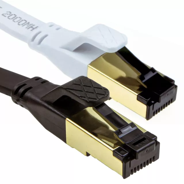 FLAT CAT8 Shielded 2000MHz 40Gbps Ethernet LAN Ultra HighSpeed Cable RJ45 Lot