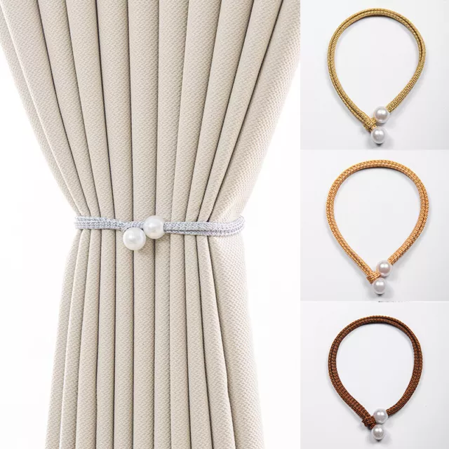 2 Curtain Tie Backs Pearl Tiebacks Window Holdbacks Rope Home Curtain Ornament