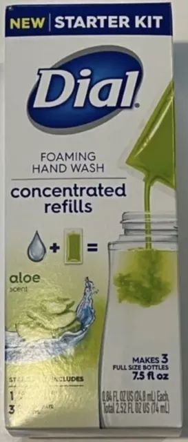 DIAL Foaming Hand Wash Soap Concentrated 3 Refills Starter Kit 1 pump  Aloe