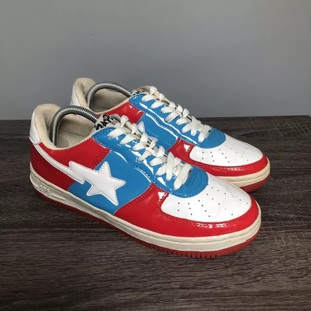 A BATHING APE Bape Sta Low Royal Red White Shoes Size 9.5 Spider