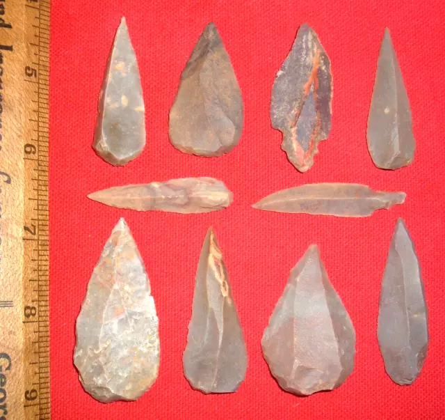 (10) Select Sahara Mesolithic Points, Blades, Prehistoric African Artifacts