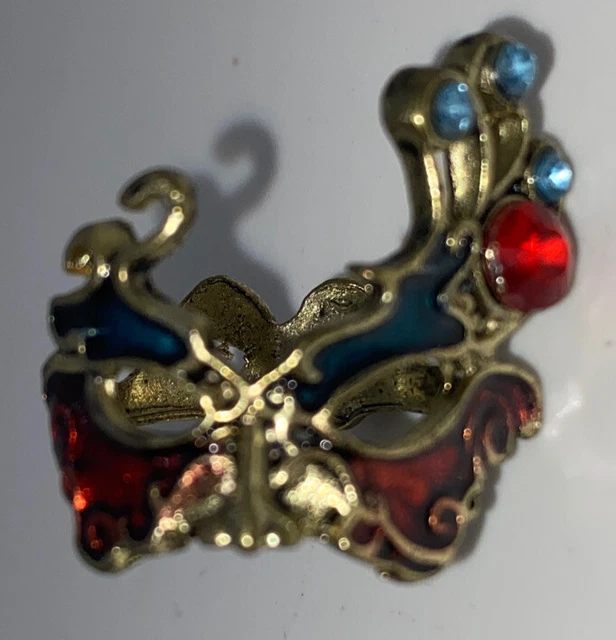 Masquerade Mardi Gras Mask Ring Size 6 Unisex Red & Blue Color