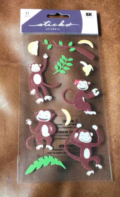 Retired Stickopotamus Themed Scrapbook Stickers Monkey Bananas