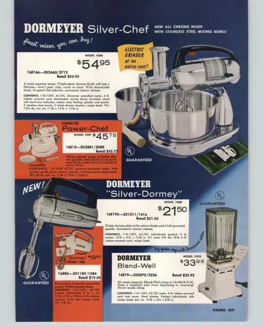 1956 PAPER AD Kitchen Aid Electric Food Mixer 2250 E 3920 Deluxe Family  Size