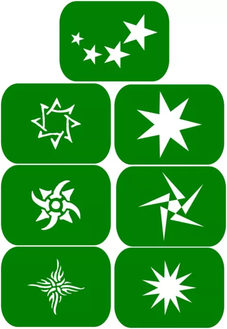 7 x Stars-1 Body Art And Glass Etching Stencils Glitter Stencil Art Grafts