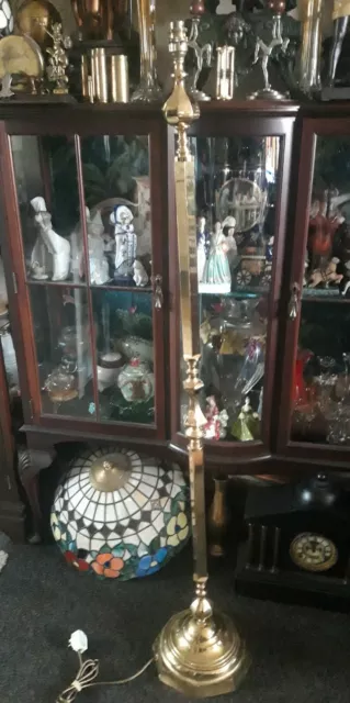 Vintage Floor Standing Heavy Brass Lamp Stand