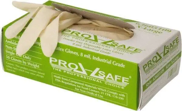 50 Pack PRO-SAFE GL8N-8PFXL Disposable Gloves, Size X-Large, 8 mil, Latex