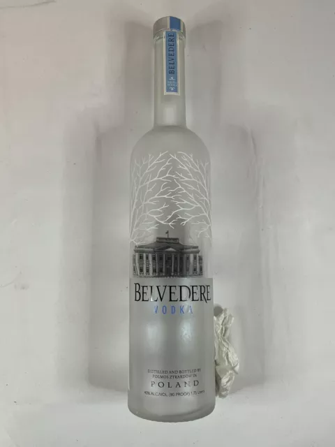 1 Empty Belvedere Vodka Bottle 1.75L Giant 18” Bottle Crafts Upcycle Very Nice