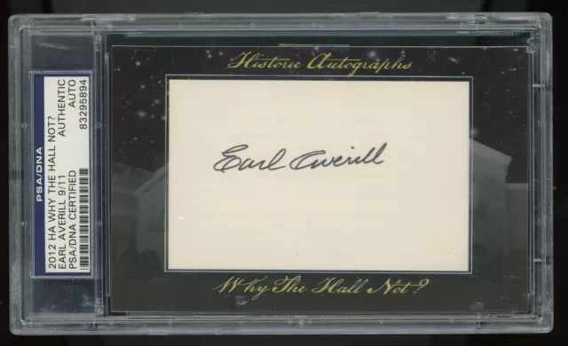 Earl Averill 2012 Historic Autograph Why the Hall Not? PSA/DNA Indians #9/11