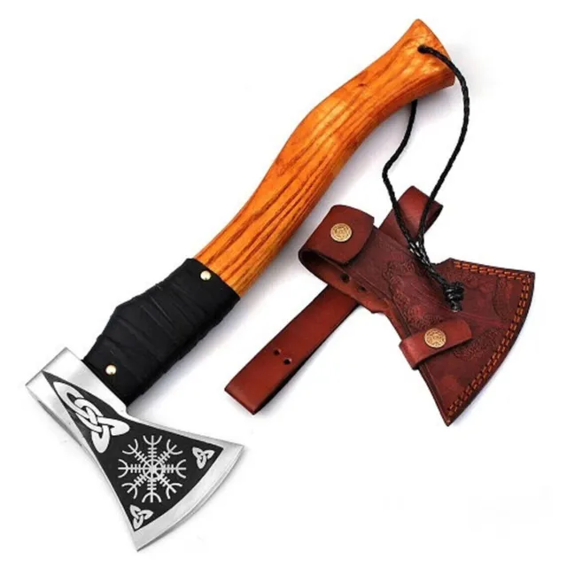 Hand Forged Carbon Steel Blade with Rose Wood Shaft handle hatchet - Viking Axe