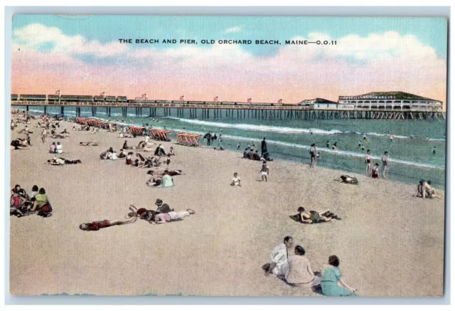 Orchard Maine Postcard Beach Pier Old Beach Exterior Dock c1940 Vintage Antique