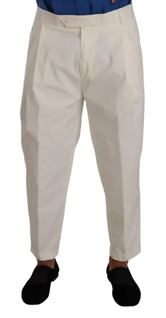 Dolce & Gabbana White Cotton Tapered Men Trouser Dress Pants