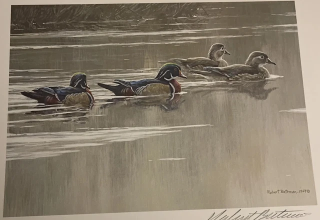 1987 ARKANSAS Duck Stamp Print ROBERT BATEMAN + stamp