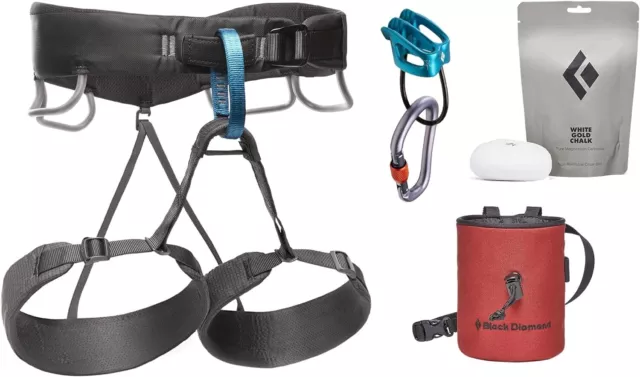 BLACK DIAMOND Momentum Rock Climbing Package (Harness, ATC-XP belay, Chalk, Bag)