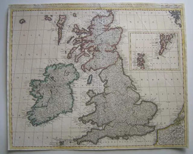 Isole Britanniche: mappa antica di Gerardi & Leonardi Valk, c1705
