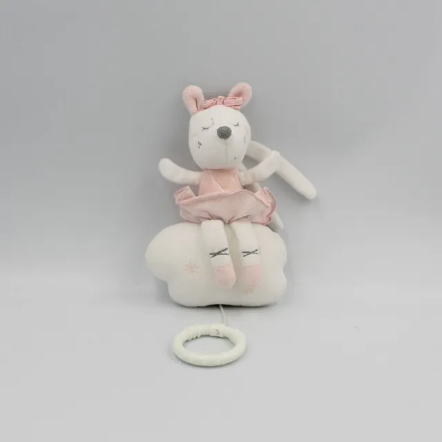 Doudou musical souris blanche rose nuage SAUTHON - 26870