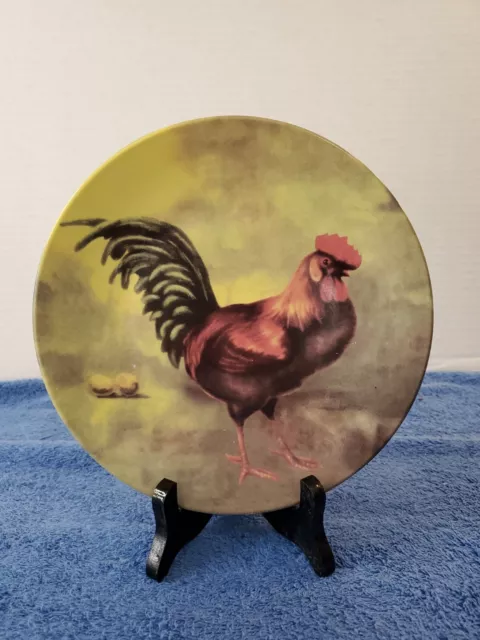 Vintage 8" Rooster Glass Decorative Plate