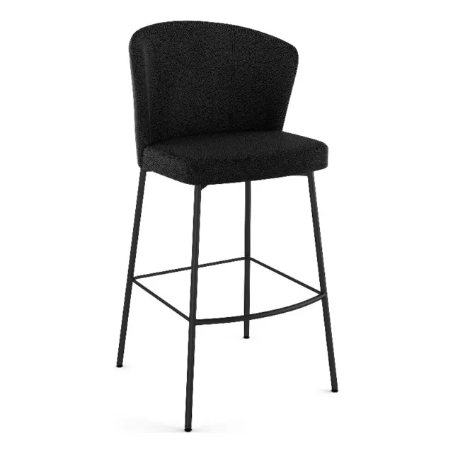 Amisco Camilla 30 In. Bar Stool - Charcoal Grey Polyester / Black Metal