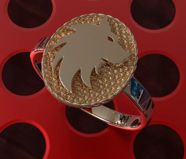 Solid 10K rose gold wolf ring