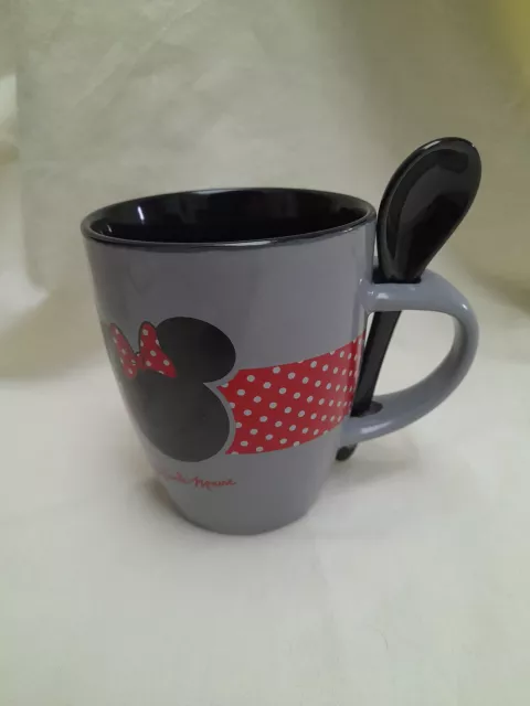 Mug Tasse Avec Cuillere Logo Tete  Minnie Mouse Disney 10 Cm