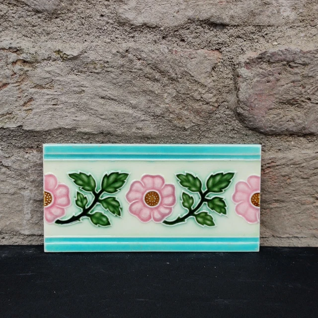 1940s Vintage Architecture Furniture Tile Floral Majolica Art Nouveau Japan 2