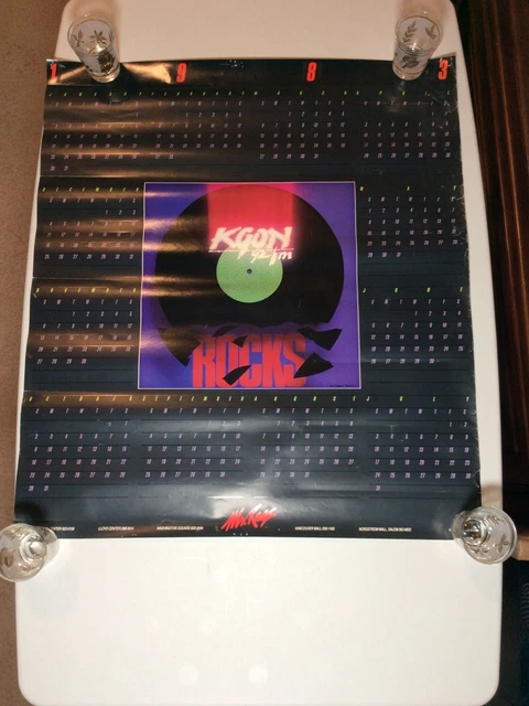 Vintage 1983 KGON ROCKS Portland Radio Poster Calendar Mr. Rags Mall Locations